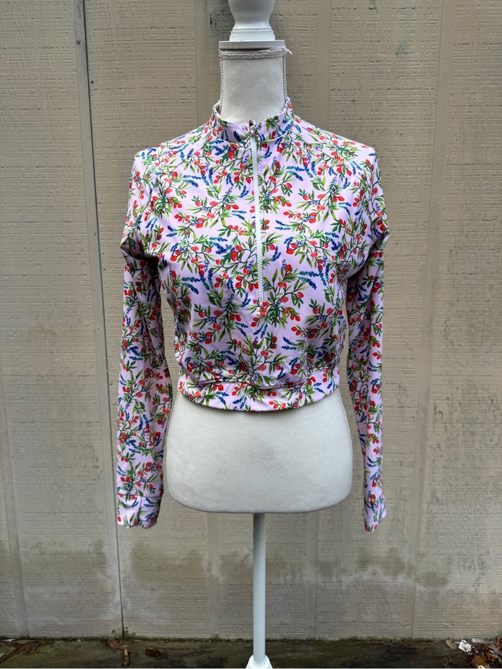 Mott50 Pink Floral Zip-Front Long Sleeve Swim Coverup